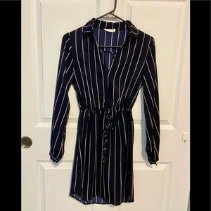 Lush Pinstripe Shirt Dress